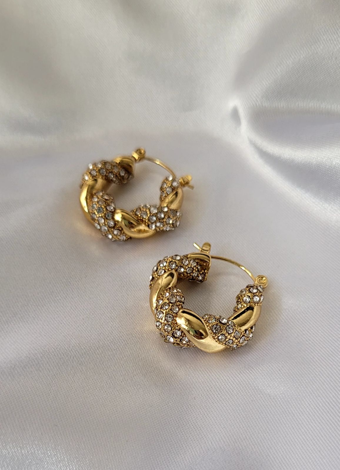 The Riviera Hoops – Gold Crystal Twist