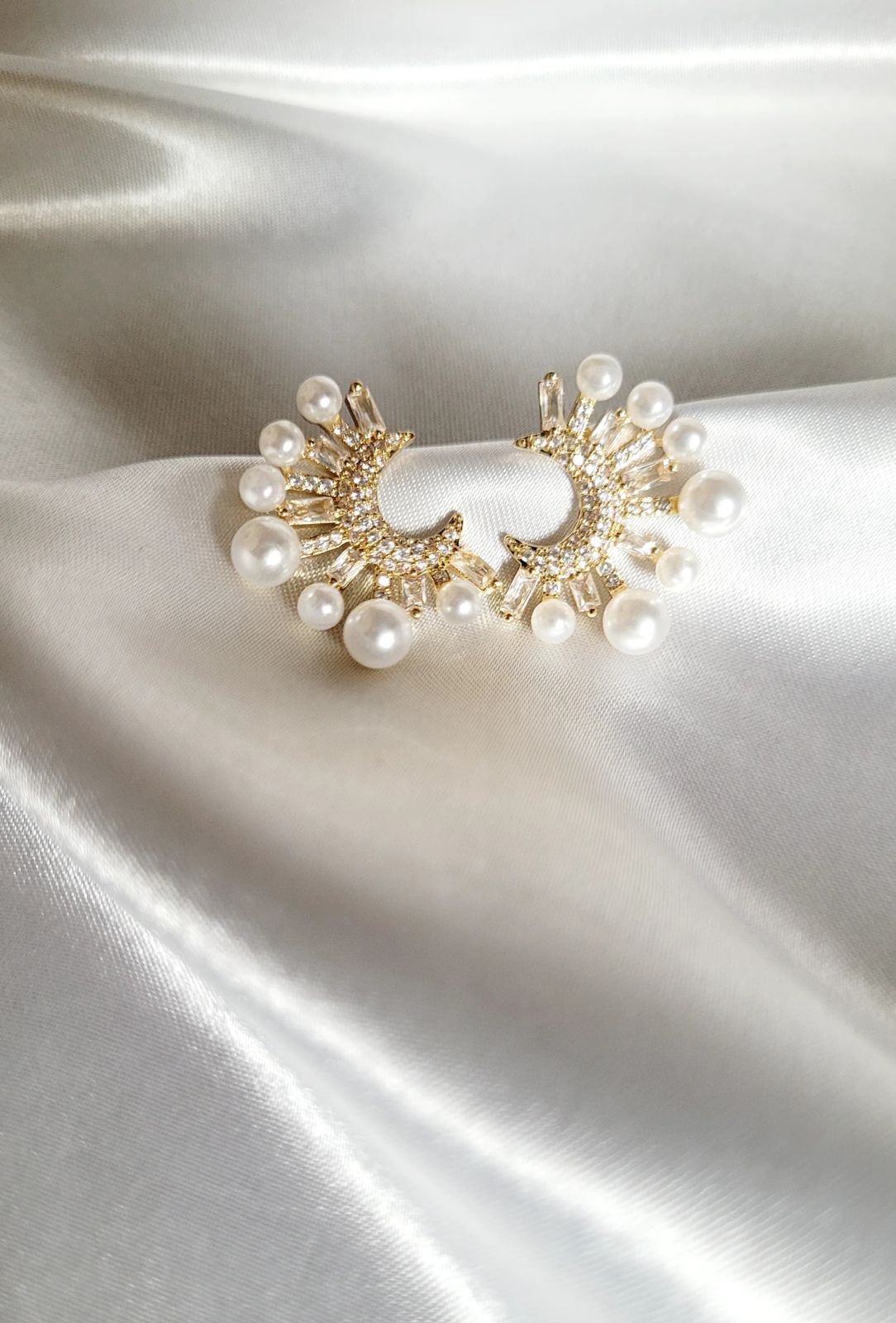Celeste Pearl Crescent Earrings