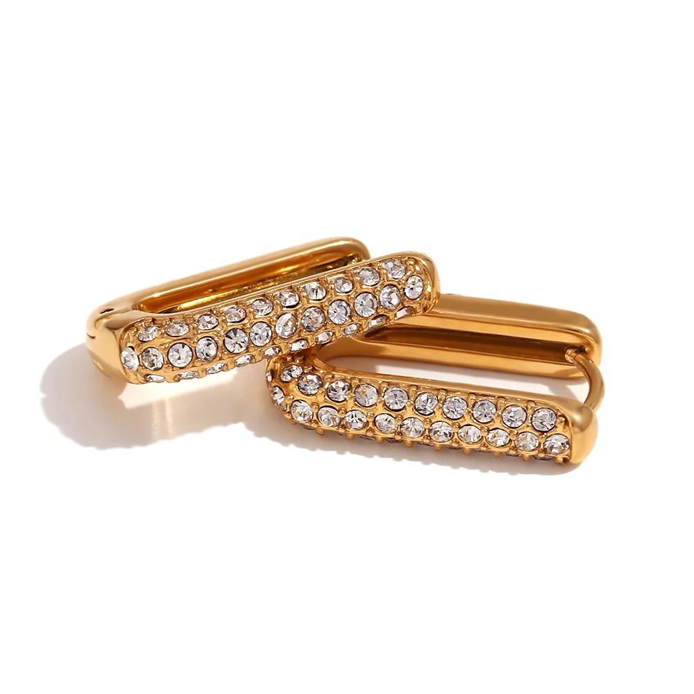 Crystal Pave Gold-Plated Hoop Earrings