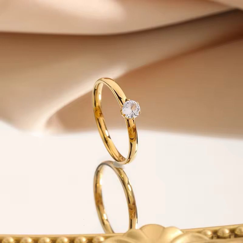 Minimal Gold-Plated Solitaire Ring