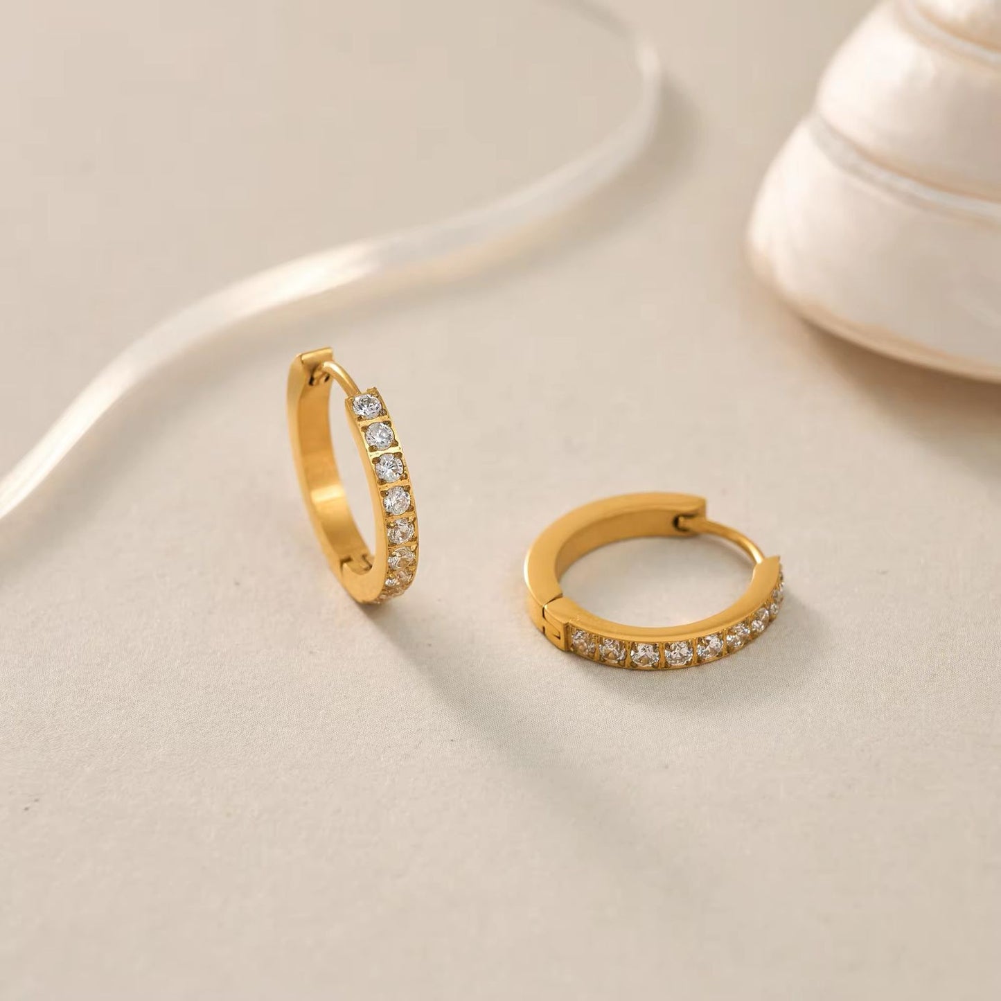 Classic Pave Huggie Hoops
