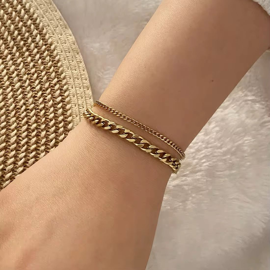 18K Gold-Plated Layered Chain Bracelet
