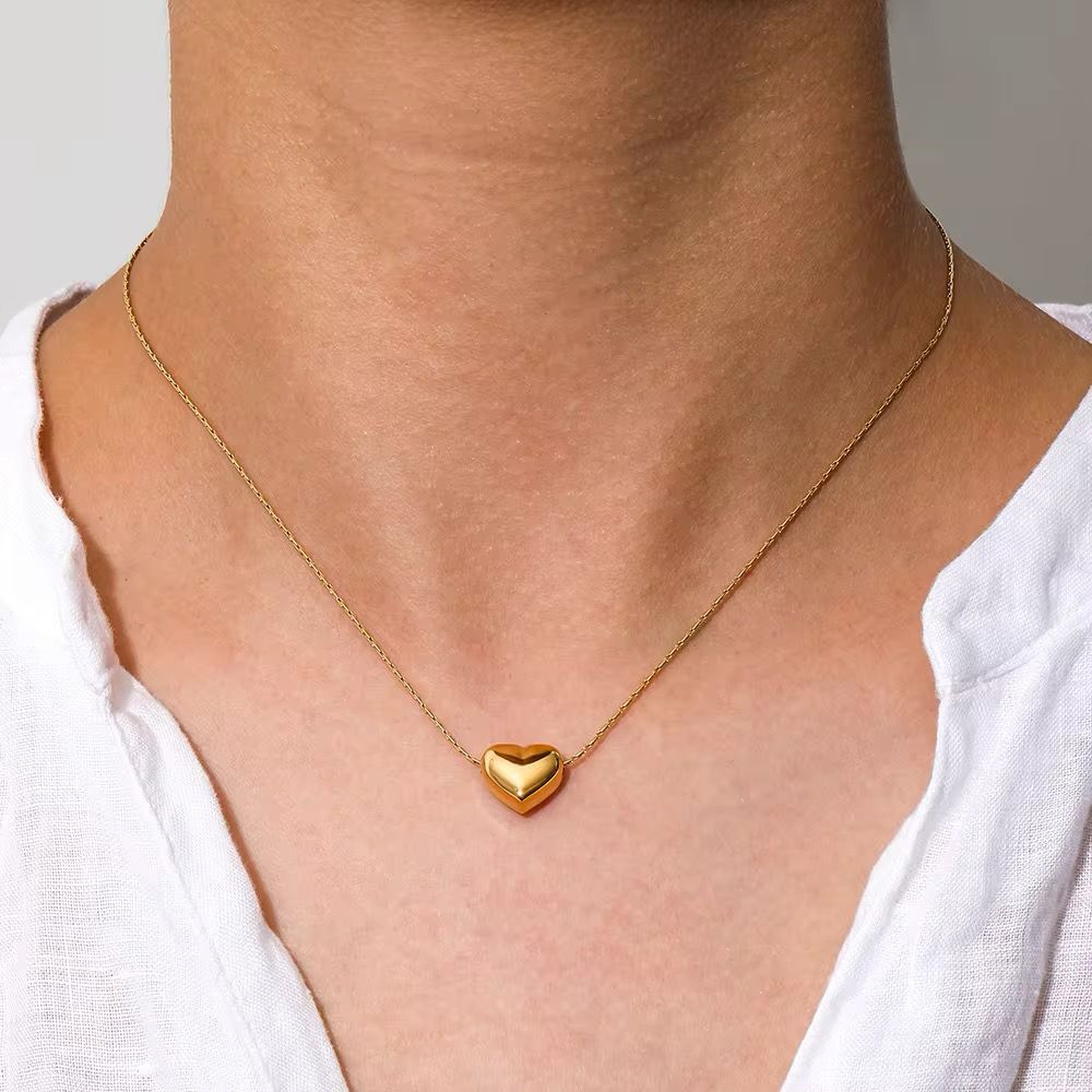 18K Gold-Plated Heart Charm Necklace