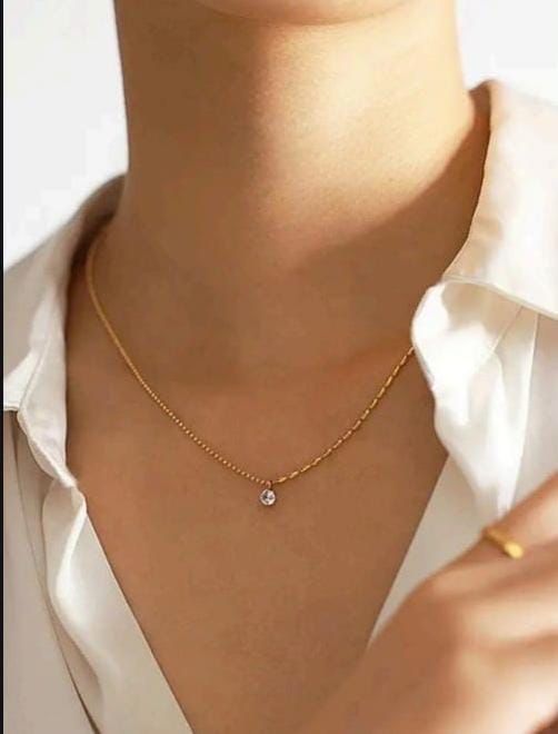 Gold-Plated Solitaire Necklace