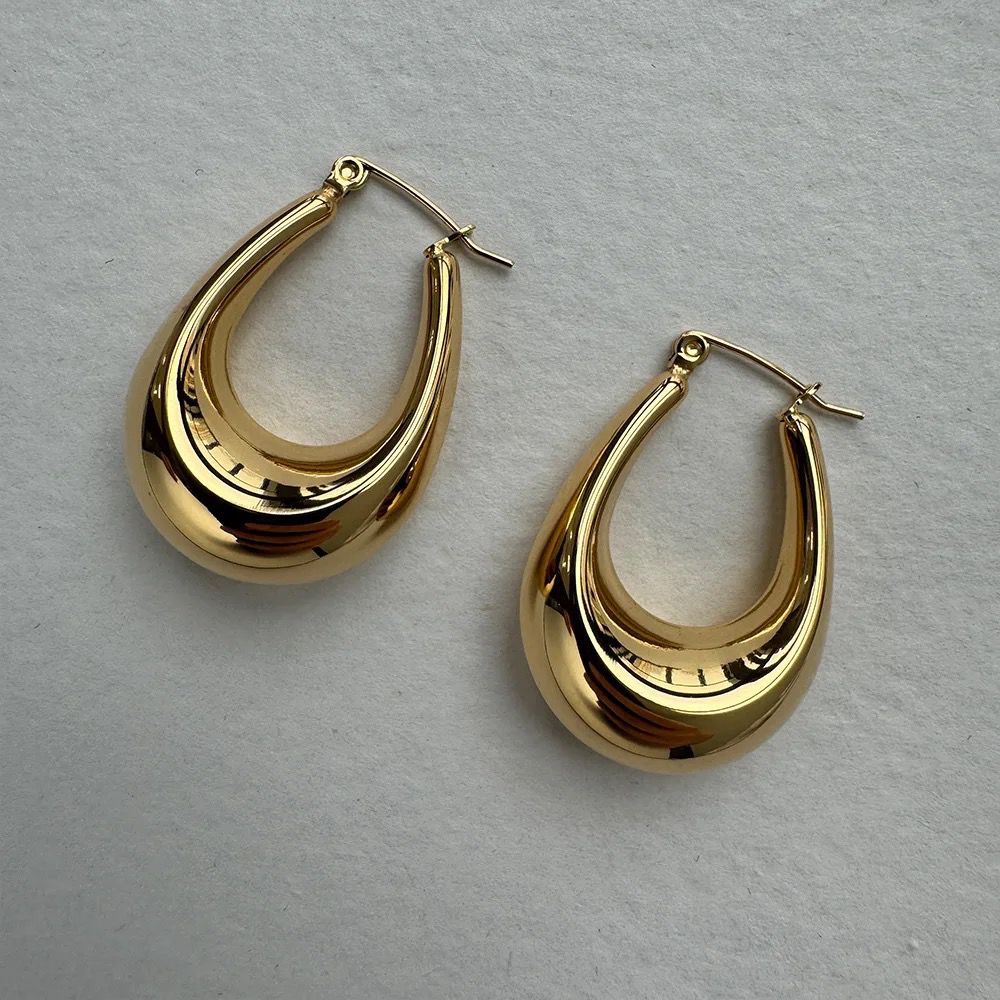 Teardrop Chunky Gold Hoops