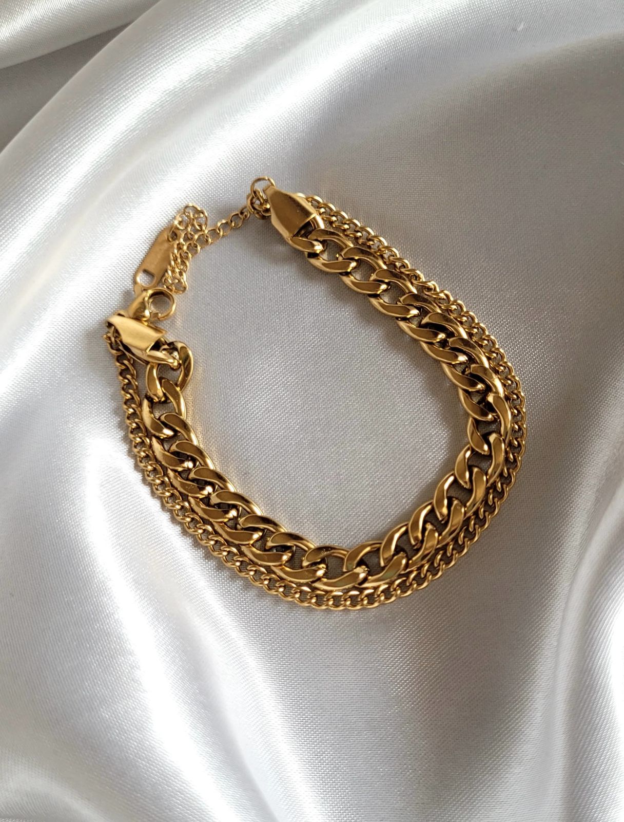 18K Gold-Plated Layered Chain Bracelet