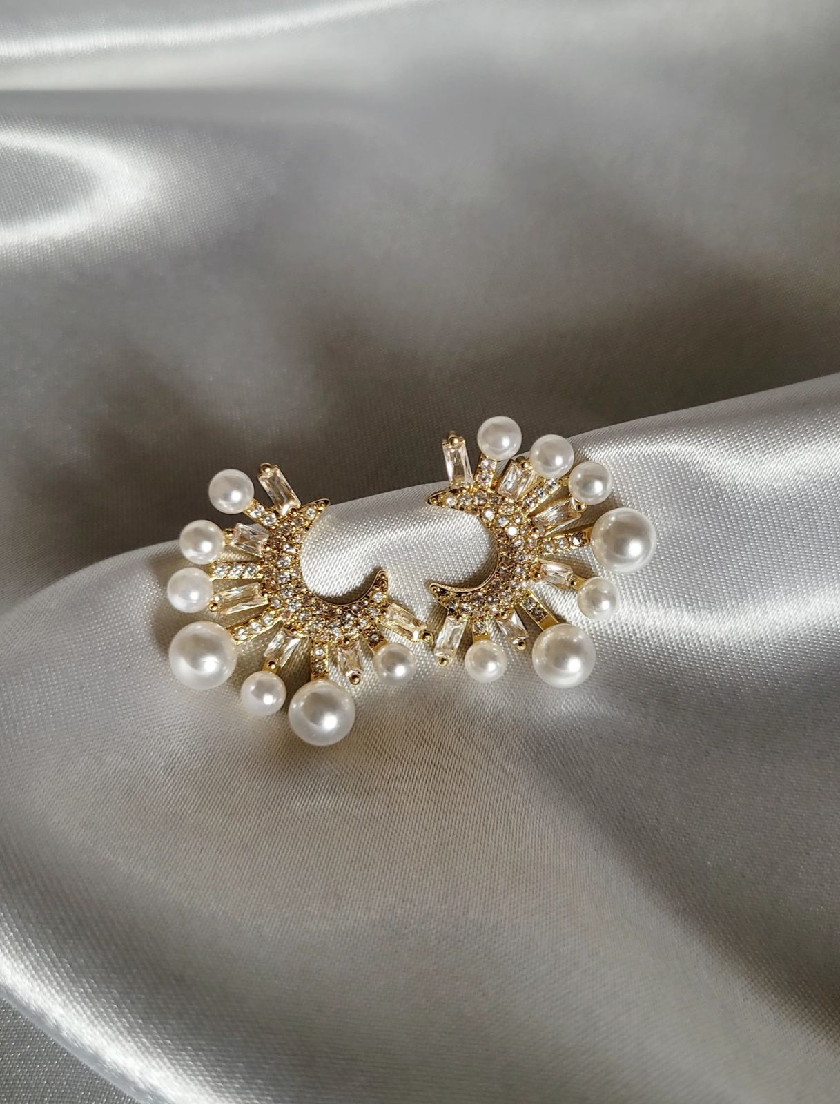 Celeste Pearl Crescent Earrings