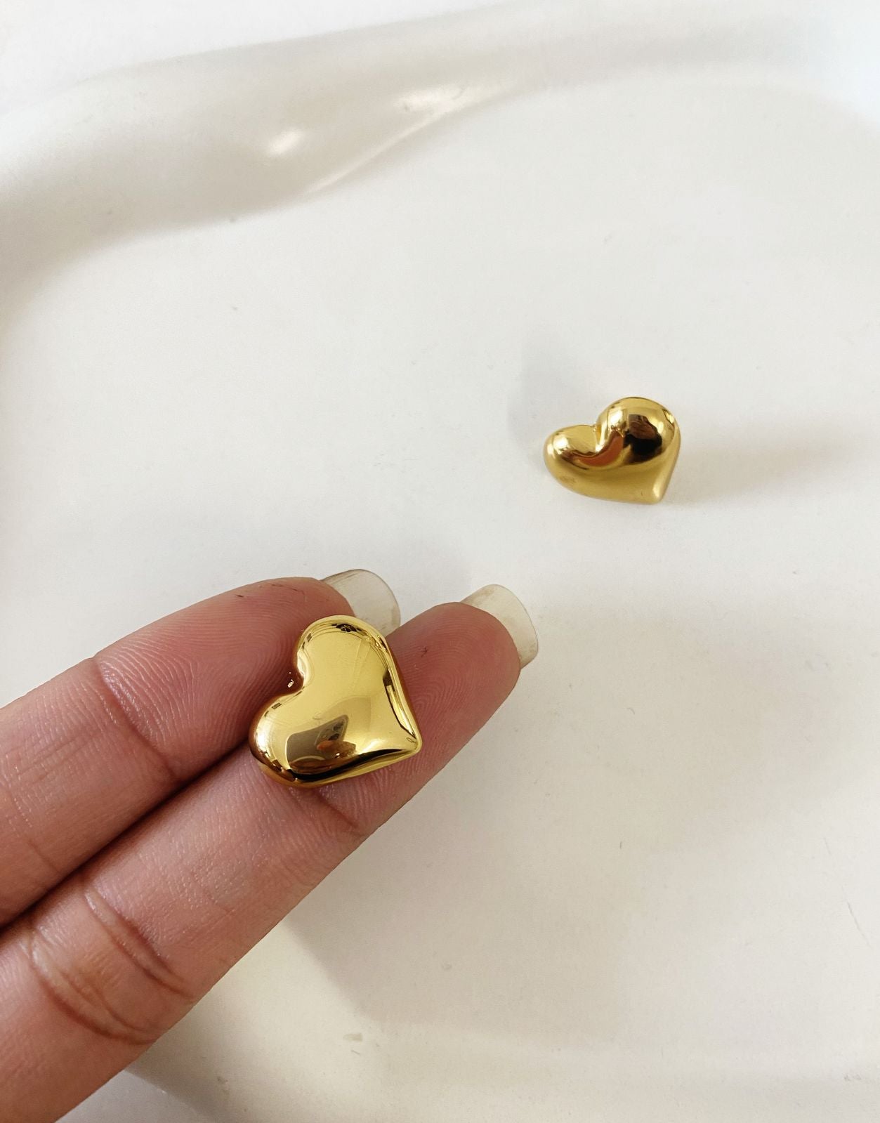 Puffy Heart Stud Earrings