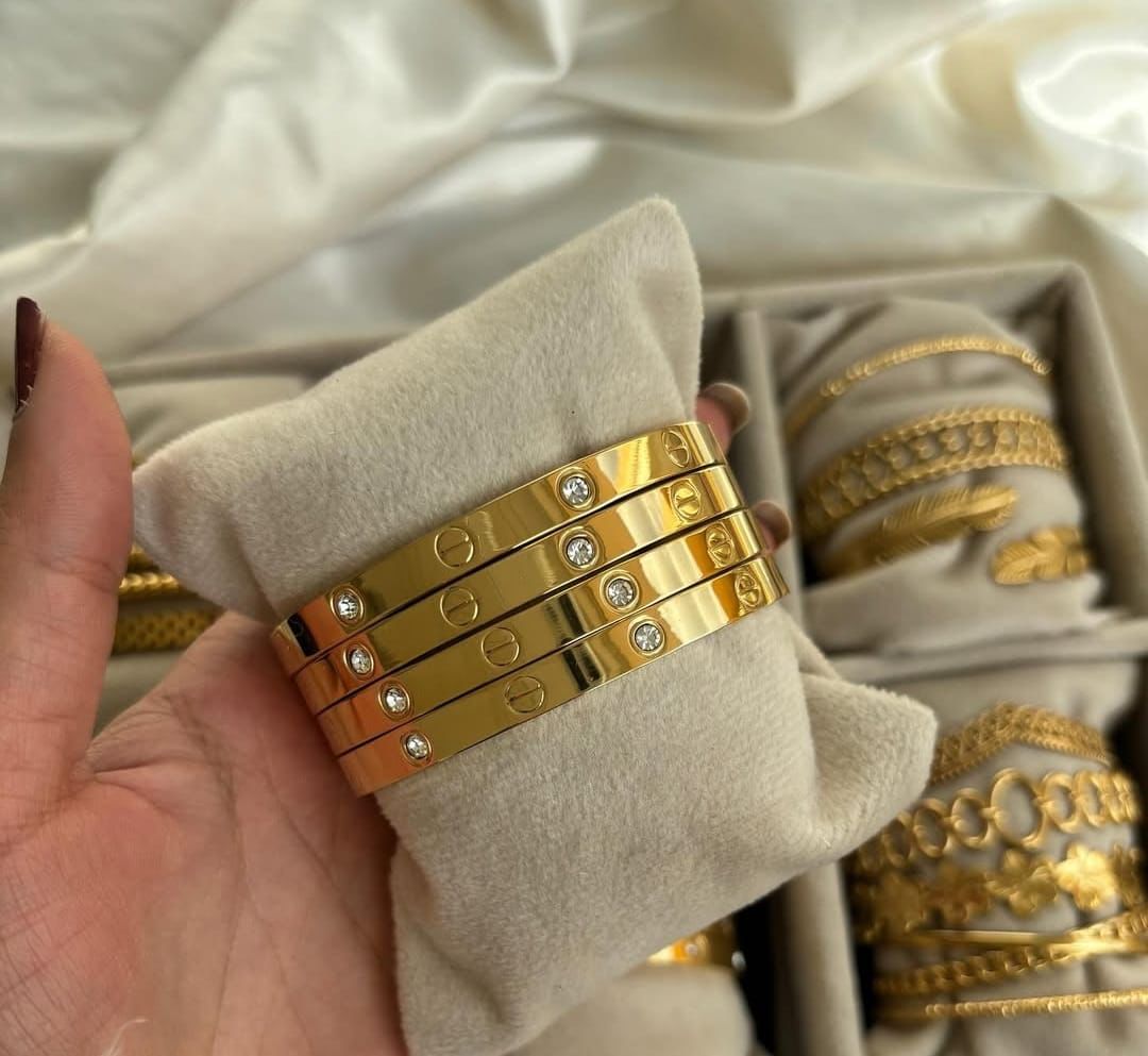 Classic Screw Bangle with CZ Diamonds