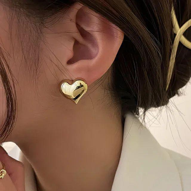 Puffy Heart Stud Earrings