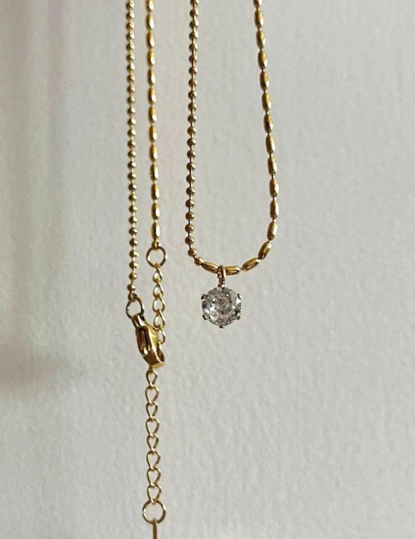 Gold-Plated Solitaire Necklace