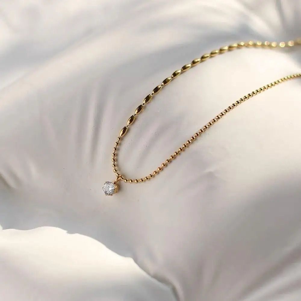 Gold-Plated Solitaire Necklace