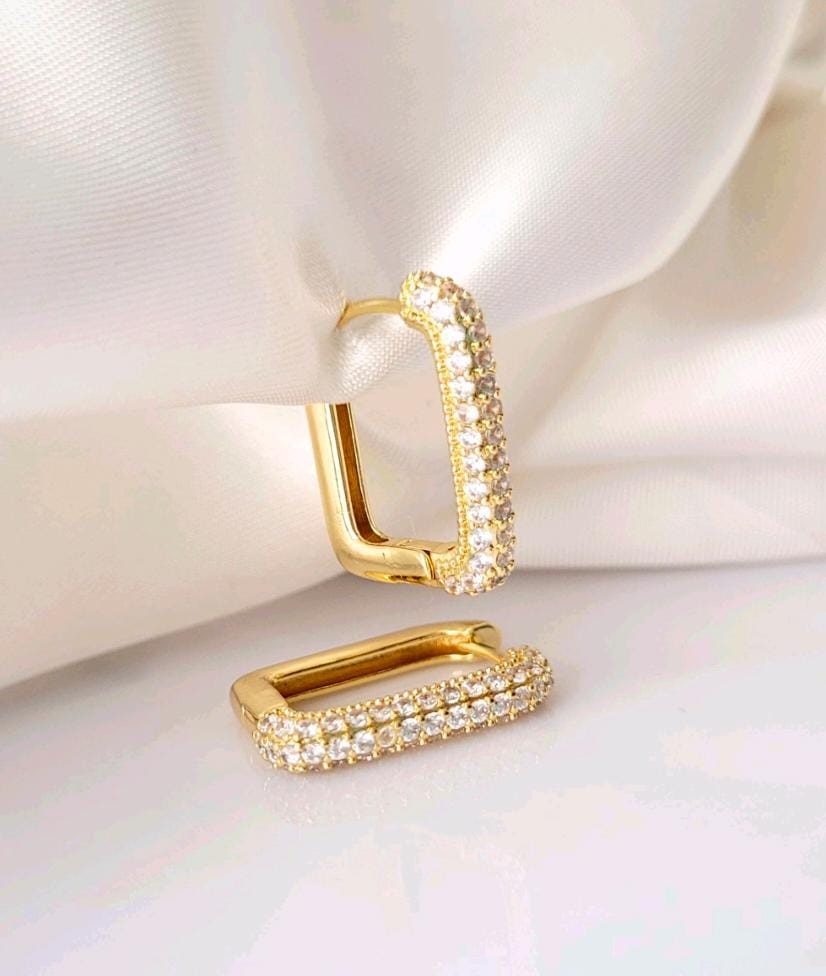 Crystal Pave Gold-Plated Hoop Earrings