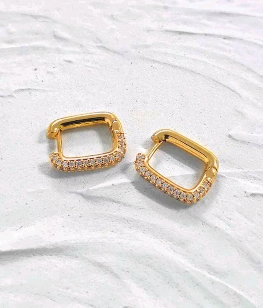 Crystal Pave Gold-Plated Hoop Earrings