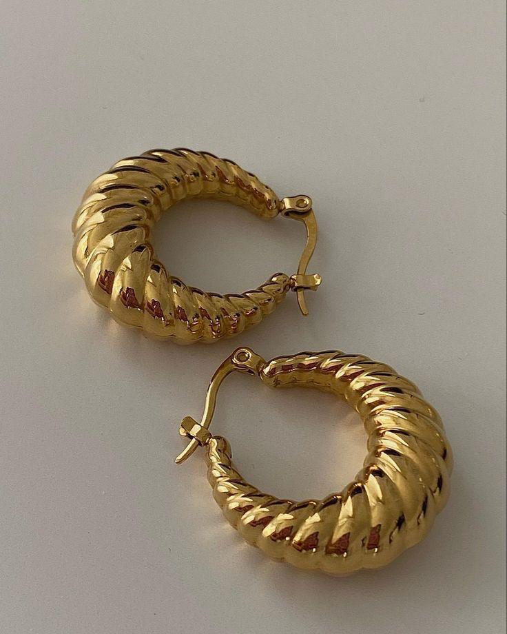 18K Gold-Plated Twisted Hoop Earrings