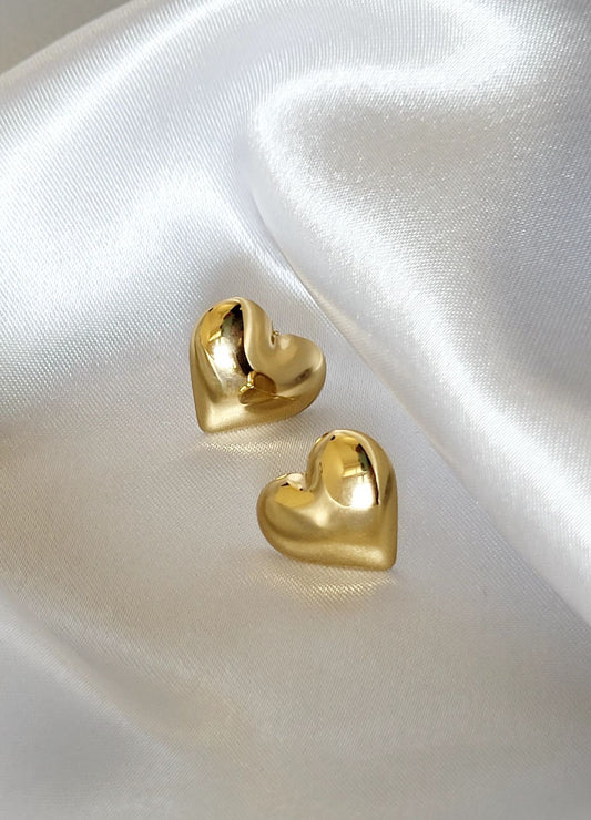 Puffy Heart Stud Earrings