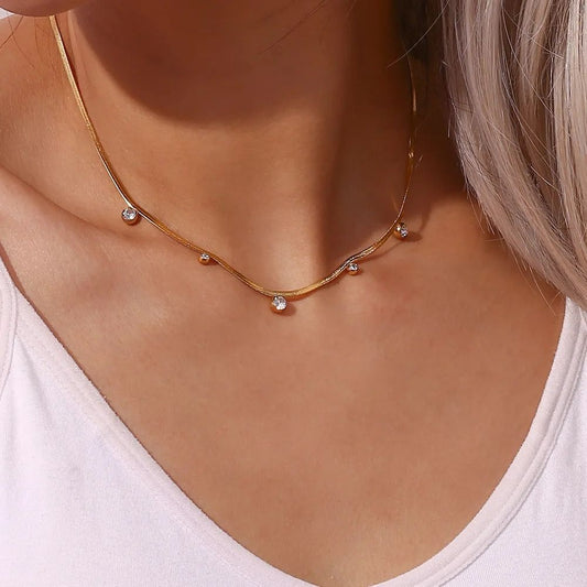 Gold Crystal Droplet Necklace