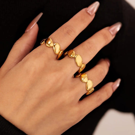 Pebble Link Gold Ring